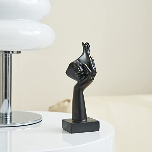 Fjs Abstract Art Woman Face Statue, 6.7" H Thinker Statue Home Decor, Collectible Figurine Home Decorations For Living Room Bedroom Office Desktop, Bookshelf Decorative Objects (Black Thinking) #TOP4