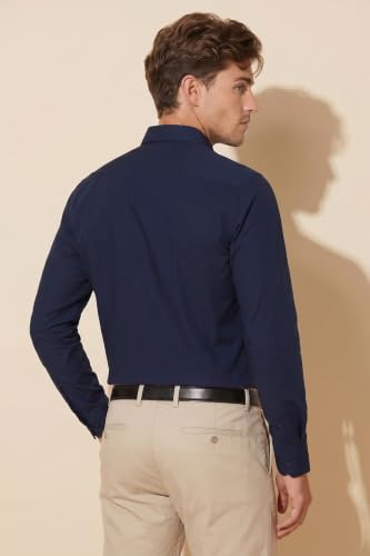 Image of Peter England Men's Classic Solid Full Sleeve Slim Fit Shirt | Wonder Fabric | Cotton Rich | Pin Point Oxford