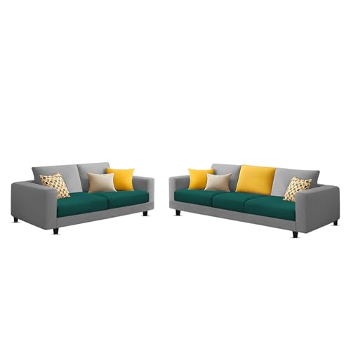 Image of Galib 3+2 Seater Sofa Set for Living Room (Pine Grey Fabric) Premium Fabric Sofa Set