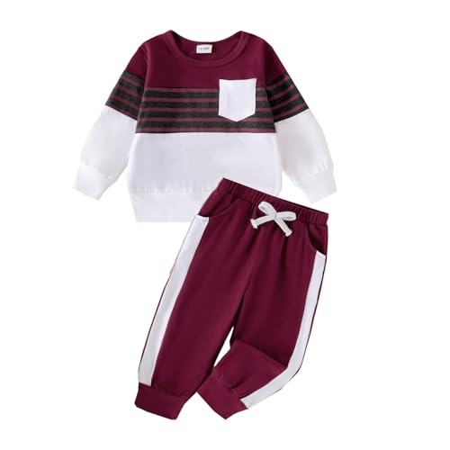 Image of FOCUTEBB Toddler Boy Clothes Baby Boys Fall Winter Outfits Long Sleeve Sweatshirt Top Jogger Pants Set Boys Outfit Set 12M-4T