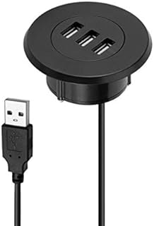 JENOR 5cm Grommet Hole in-Desk Mounting 3 Ports USB 2.0 Hub for Laptop PC Computer