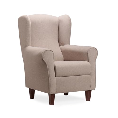 Sillón orejero Gasten antiarañazos especia para gatos, con tela antimanchas aterciopelada – 103, 74, 77 cm – color beige