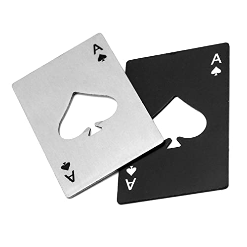 KAIAIWLUO Flaschenöffner,2 PCS Karte Flaschenöffner Poker Flaschenöffner Pik-Ass Glasöffner Spielkarte Edelstahl lustig Bieröffner Küchenwerkzeug Größe passt Ihre Brieftasche Cover