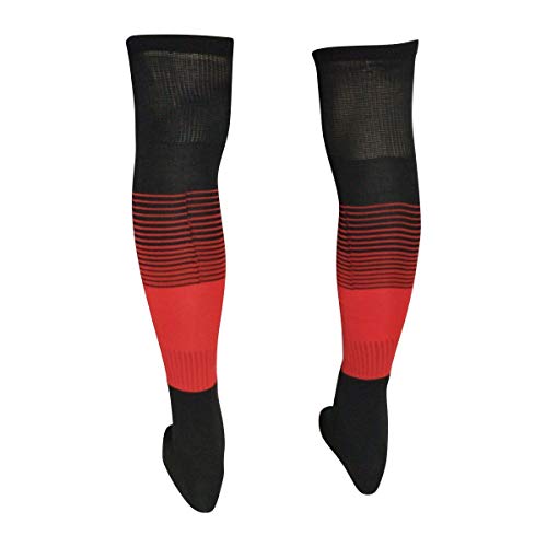 MEIAS HENSOU Degrade, Meião De Futebol Adulto Unissex, Preto+Vermelho, 38-44