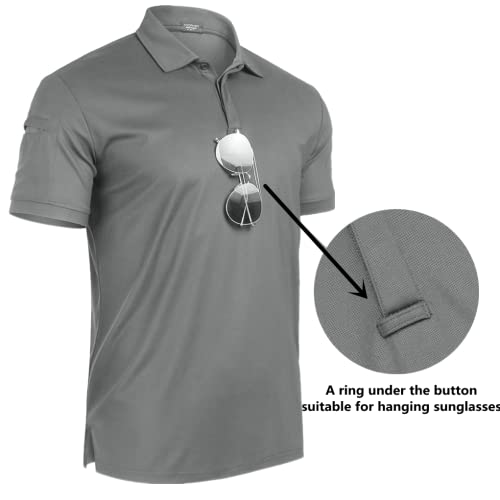 Coofandy Men's Polo Shirt Short Sleeve Summer Shirts With Pocket Quick Dry Sport Golf Tennis T-Shirt Dark Grey L #TOP2