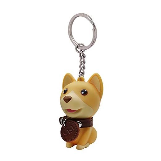 MINI Boutique Llavero de Perro Husky Llavero Lindo artesanía Perro Bull Terrier Llavero de PVC Animal Figura Llavero Anillos para niños Adultos Novedad Llavero Bolsa Bolso Colgante, Caqui, 1 Pieza