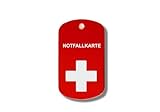 sos kette fur kinder  Generisch Notfallkarte/Notfallanhänger für z.B. den Schlüsselbund aus Aluminium