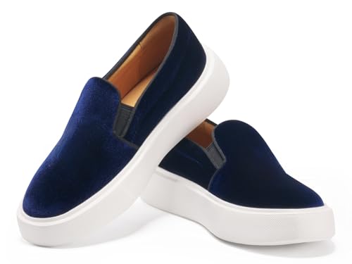 Image of Journey West Women's Fashion Velvet Sneakers with Embroidery Comfortable Slip-On Work Shoes for Women