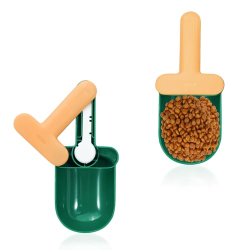 Realand Dog Food Scoop for Dry Food & Wet Can, 4Pcs in 2 Set, 150ml Pet Food Scoop Spoon Cat Food Can Opener, Dog Food Scooper Spatula Measuring Cup with Sealing Clip