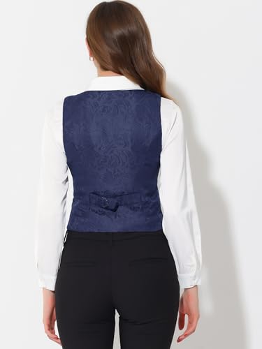 Chaleco de mujer sin mangas con tejido Jacquard azul oscuro 3
