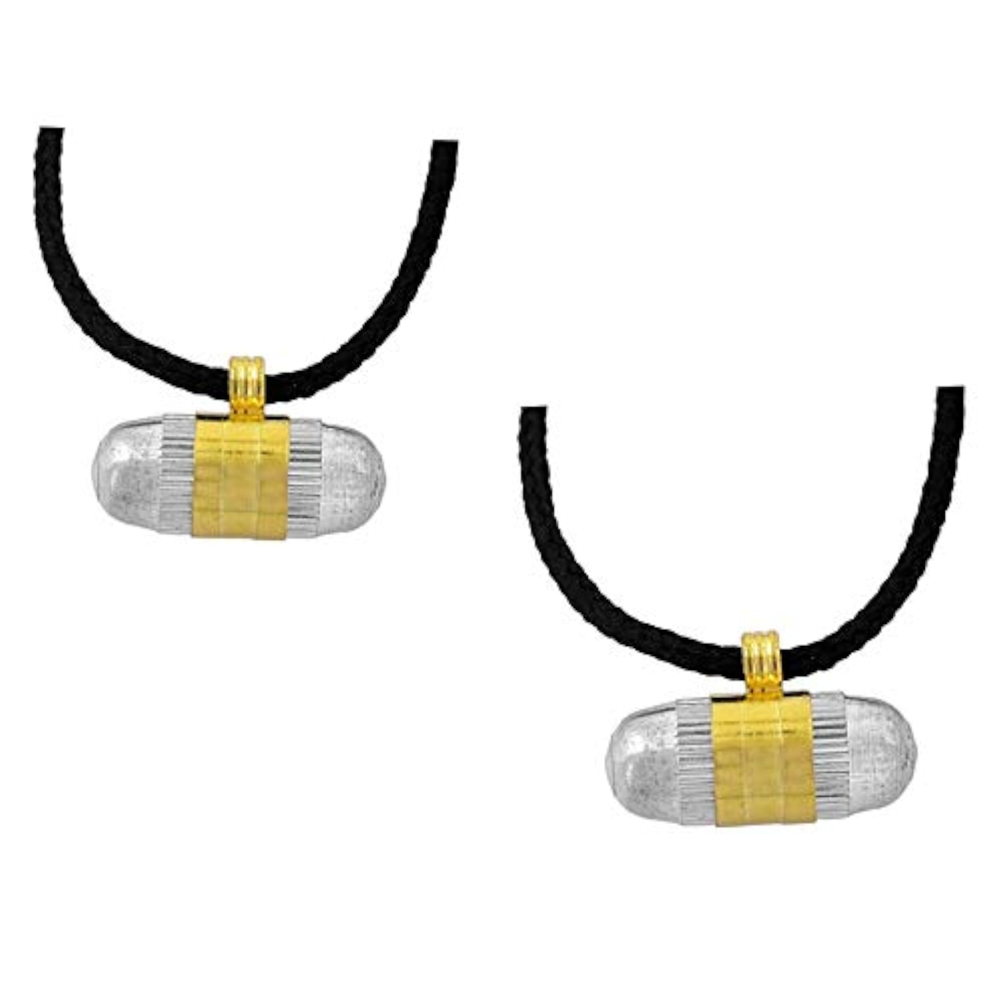 Silver Color Tabeez Amulet with Black Thread, Pack of 2