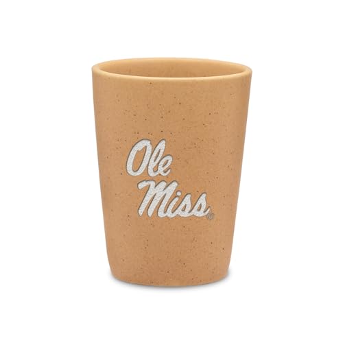 Rico Industries NCAA University of Mississippi - Ole Miss Sand 2oz Ceramic Shot Glass for Fans, Laser Engraved In Trendy Color Single Shot Glass