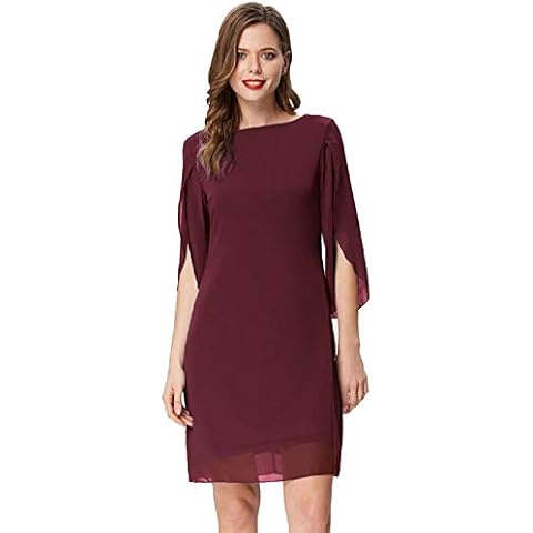 Vestido Gasa para Mujer Elegante Rojo Vino Cover