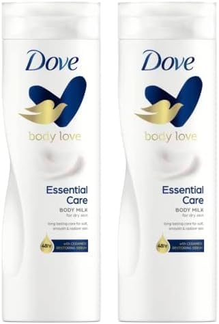 Body Love Essential Care Body Milk for Dry Skin, With Ceramide Restoring Serum 48h, 400ml (Pack of 2)