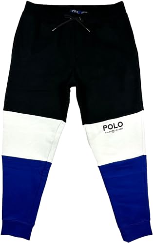 POLO RALPH LAUREN Men's 1970 USA Shield Colorblock Fleece Jogger Sweatpants (Blue Multi, XL), Blue Mu, X-Large