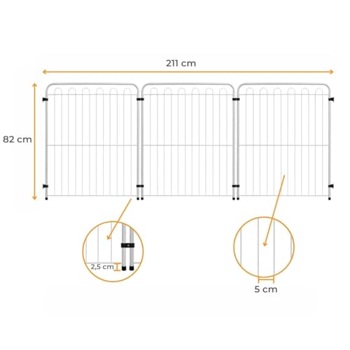 Cercado Cachorro Cães Pet Cercadinho 3 Modulos 211x82cm Cor:Branco