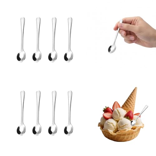 ZUWIJEQ 8 Pièces Cuillère à Café et Dessert, Verrine, Mini Cuillères à Épices pour Sel, Sucre, Épices