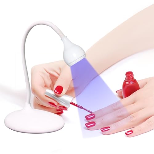 Lampe à Ongles LED avec Col de Cygne Flexible Rotatif à 360 Degrés, Lampe à Ongles de Bureau UV LED pour Ongles en Gel, Séchoir à Manucure Portable, Lampe à Polymériser, 3 Niveaux