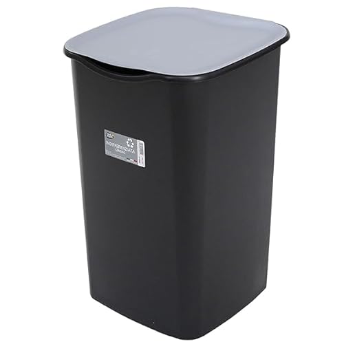 Sicignano - Poubelle Collecta Différenciée 50L - Couvercle Basculant Couleurs Gris, Bleu, Jaune, Vert - Pour Papier, Plastique, Verre, Indifférenciée - Made in Italy (2, Indifférenciée)