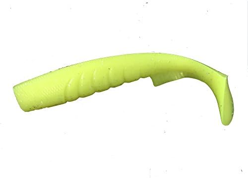 Extreme Swim Shad Striped Bass Soft Fishing Lure by EliasVFishing 5.5" (2 Packs of Four) Redfish, Bluefish, LMB, Musky (Googan Green)