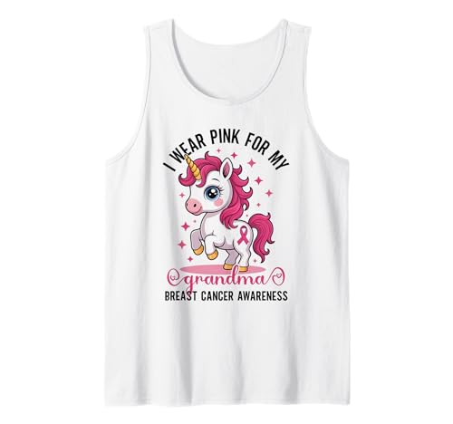 I Wear Pink for My Grandma Breast Cancer Awareness Unicorn Tank Top