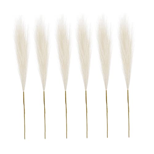 Pampas artificielles blanches sans perte de plumes lot de 6 - 4