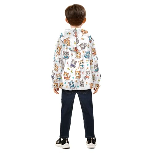 CHIFIGNO Cute Cats Boys Comfy Thick Sweatshirt Jacket with Polar Fleece Lining 3T4