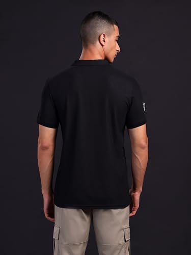 Image of TECHNOSPORT Men's Solid Polo T-Shirt MATPIQ Quick Dry Slim Fit Sports Tee for Gym Casual Smart Wear UPF50+ Anti Odour