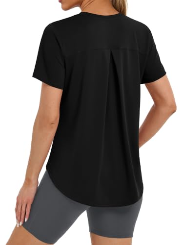 BKRIVE Workout Shirts Women Yoga Tops Loose Fit Athletic Clothes Black XL