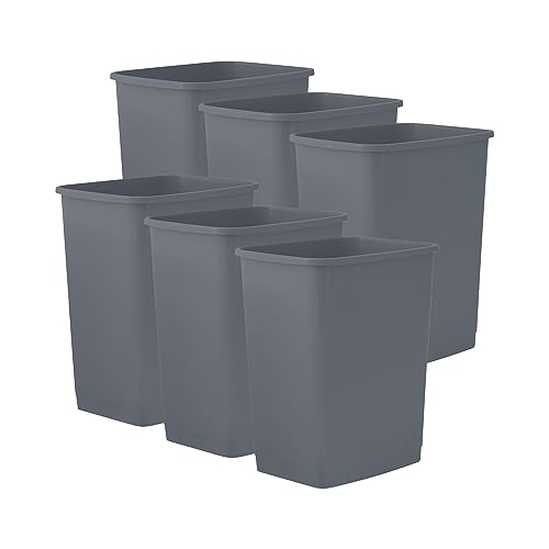 Superio Kitchen Trash Can 9 Gallon Slim Waste Bin 37 Qt Durable Plastic, Fit Small Spaces, Office, Bathroom, Under Counter (6, Dark Grey)