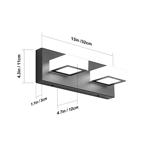 Image of Ralbay 2 Lights Black Modern Bathroom Vanity Light Acrylic LED Modern Black Bathroom Wall Lighting Fixtures