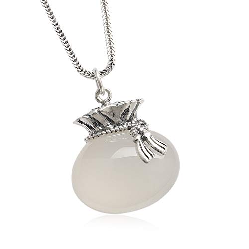 Collier avec pendentif calcédoine naturelle chaîne argent