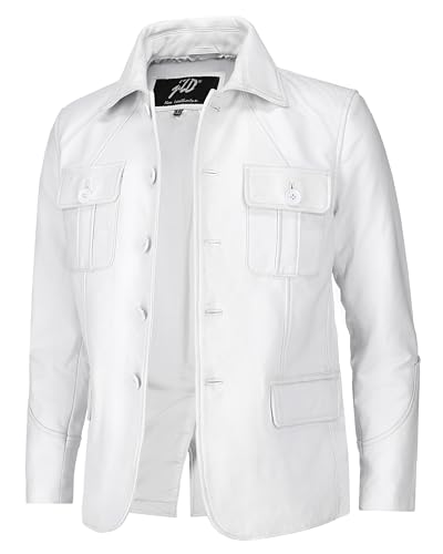Image of Jild Lambskin Leather Jacket Men Casual Coat - Notched Collar Classic Bond's Style Ultimate Leather Blazer for Men