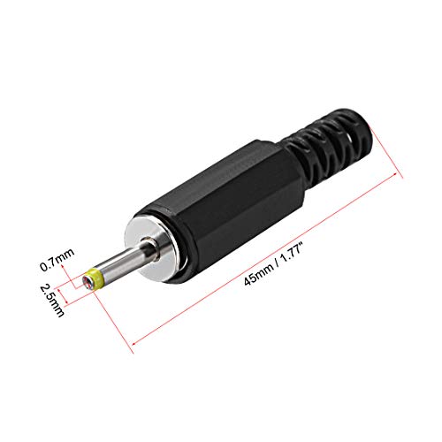 Conector macho DC uxcell 2.5mm x 0.7mm x 9mm pack 10 miniatura 2