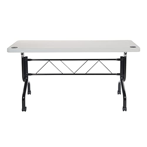 Office-Star-Tavolo-da-allenamento-multiuso-con-rotelle-di-bloccaggio-per-uso-domestico-o-ufficio-metalloplasticaresina-grigio-chiaro-15-cm