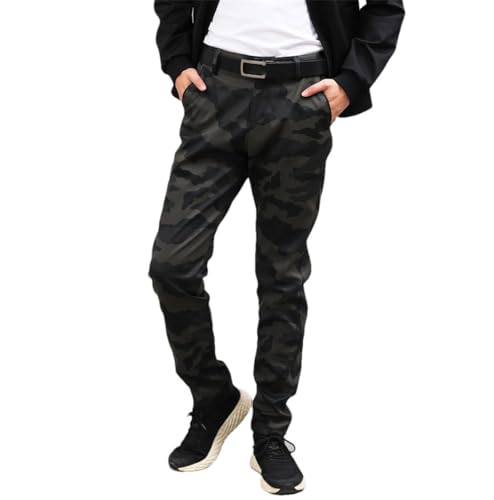 FULBHPRINT Men's Stretch PU Leather Pants Small Foot Slim Fit Youth Fashion Casual Trousers