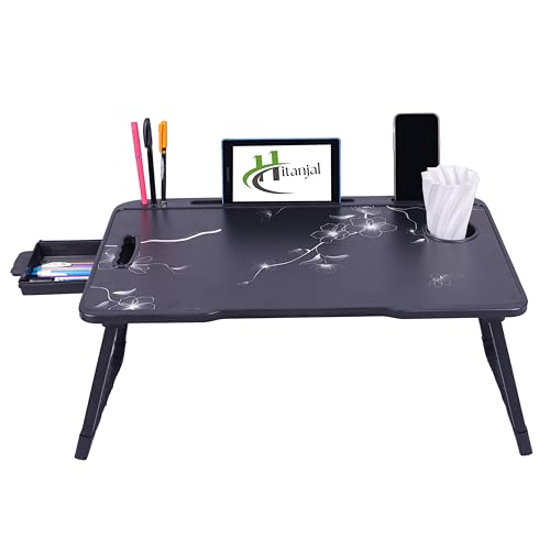 Hitanjal Study Table Bed Table Premium Laptop Table/Foldable and Portable Wooden/Writing Desk for Office/Home/School (B Flower)