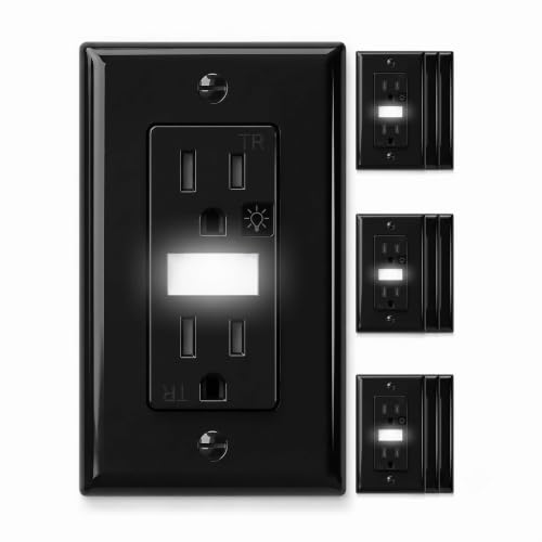 Image of SOZULAMP 10-Pack Night Light Wall Outlet, Touch & Dusk-to-Dawn Sensors | Glossy Black 15A 125V Tamper-Resistant Receptacle; Guide Light for Kids and Seniors;Ideal for Hallway,Nurserie,Stair,Bathroom