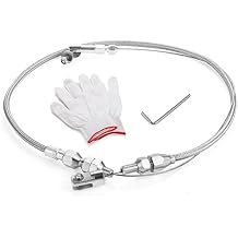 Spurtar 24" Universal Throttle Cable Stainless Steel Braided Covering Locking Kit with Aluminum Fitting & Ferrule, Accelerator Adjustable Throttle Cable Automotive Replacement Part