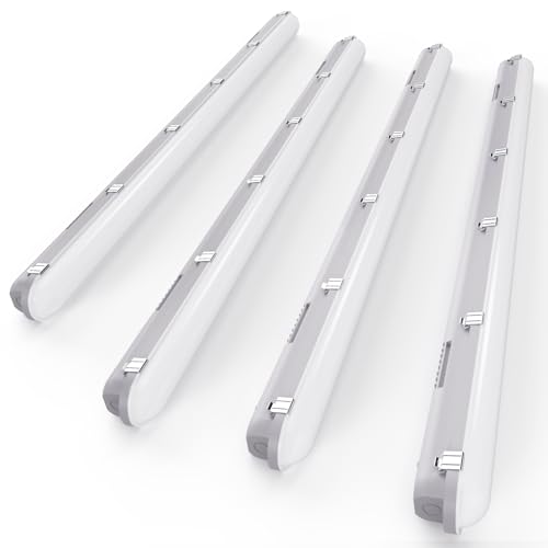 Ipackorin Vapor Light LED Fixture 4ft: 40W/50W/60W Vapor Proof Lights 6600lm 4000K/5000K/6000K Selectable 9 in 1 AC120V Vapor Proof Lighting for Car Wash Walk in Freezer Garage Warehouse 4Pack