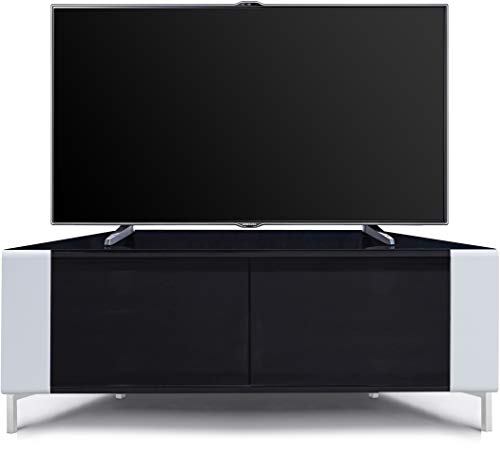 MDA Designs CORVUS Corner-Friendly Gloss Black Contemporary Cabinet Black BeamThru Glass Doors Suitable for Flat Screen TVs upto 50” - Image 4