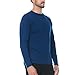 100% Merino Wool - Men's Midweight Long Sleeve Crew Shirt - Thermal Base Layer - NO Itch Renewable Fabric - Navy Blue - Medium