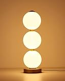 Bedside Table Lamp for Bedroom, Modern Plug in 3-Ball Stacked Acrylic Desk Lamp, Plug & Play White Nightstand Lamp for Living Room, Office, Dorm, 4.76 ft Switch Power Cord 【LED Bulb Included】
