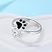 925 Sterling Silver Adjustable Dog Paw Ring for Women - Black Enamel Puppy Cat Paw Heart Rings for Woman, Mother's Day Birthday Christmas Party Jewelry Gifts for Pet Lovers