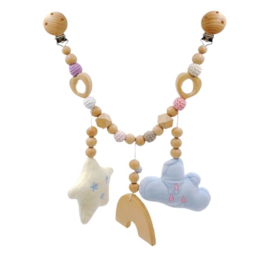 Ueiwffzo Kinderwagen Kette für Babys, Regenbogen Elefant Kinderwagen Kinderwagenkette Anhänger Baby Mobiles Kinderwagen Hängespielzeug für Babys Junge Mädchen (Wolken)