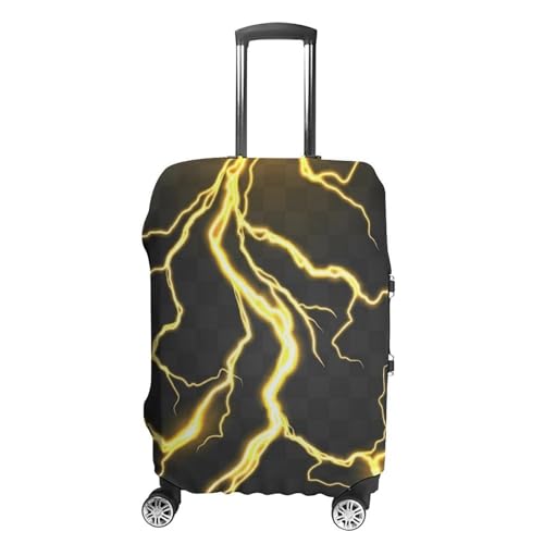 Yellow Lightning-bolt Travel Luggage Cover Protector, Washable Suitcase Protector Anti-scratch Spandex Baggage Covers Fits M