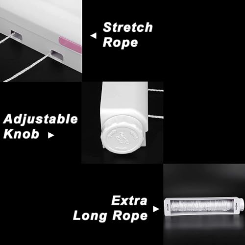 Image of Flexible Telescopic Clothes Drying Rope Hanger Retractable Clothesline,5 Ropes for Indoor Outdoor Laundry Drying Balconies Kitchens Washing Room Bathtube (Pack of 1)