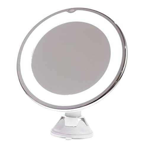 PACKOVE Espejo De Tocador con Aumento Magnificado Iluminado Espejo De Baño Pegado a La Pared Espejo De Maquillaje con Iluminación 10x Condujo Pequeño Espejo con El Plastico