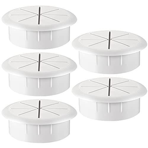 HYCC Ojal flexible para escritorio de 60 mm Ø - Color: Blanco - Paquete de 5 Cover