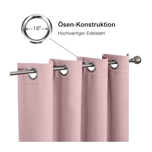 CUCRAF Verdunklungsvorhänge Thermovorhang Kälteschutz 2er Set H245 x B140cm Vorhänge mit Ösen Rosa Vorhang Blickdicht Weich und Langlebig… – Ansicht 3